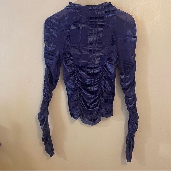 Urban Outfitters Top Mock Neck Burnout Velvet Small New With Tags Natalia - Picture 9 of 11